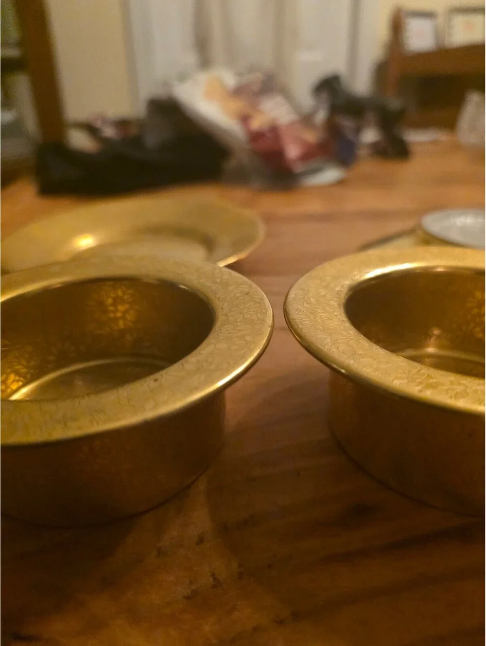Kutschenreuther Selb Bavaria Gold Floral Porcelain Saucer Plates Set of 2